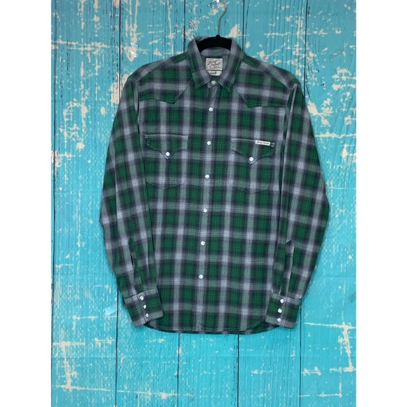 Lucky Brand men green plaid long sleeves casual shirt size small - Picture 6 of 8